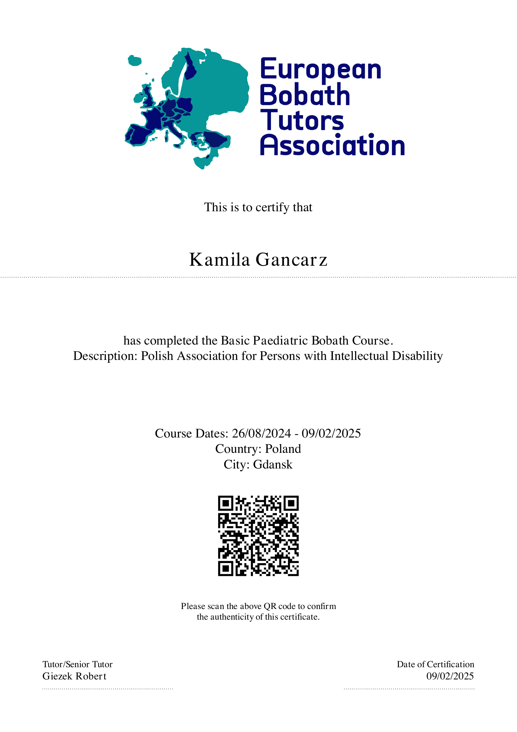 Basic Paediatric Bobath Course (NDT-Bobath)